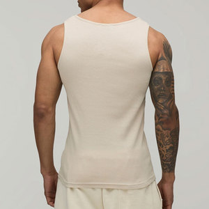 Muscle Athletic <b>Singlet</b> Men's <b>Running</b> Outdoor Fashion Blank Logo High Street Wholesale Ribbed Elastane Tank Top For Summer - Product Image 3
