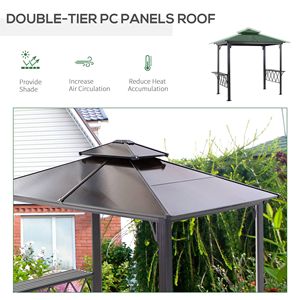 Gazebo per Barbecue da Patio 8,3 Piedi con Ripiani e Ganci, Tettoia Parasole Nera per Utensili - Product Image 4