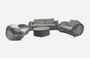 Contemporary Outdoor Rattan <b>Sofa</b> <b>Set</b> with Waterproof Cushions for Garden Patio, Deck and Poolside Use, Stylish Outdoor Furniture - Product Image 1