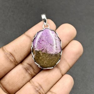Purpurite Gemstone Vintage Gold Plated Sterling Silver Pendant Designer Engagement Jewelry Statement Gift for Her Wholesale - Product Image 3