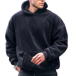 เสื้อฮู้ดผ้าฟลีซแขนยาวลำลองสำหรับผู้ชายทันสมัยผ้า350g ย้อมสีพื้นสำหรับฤดูหนาว - Product Image 1