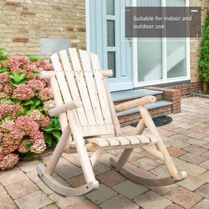Sedia a dondolo in legno di abete color legno naturale per esterni - 65x95x96cm - Product Image 6