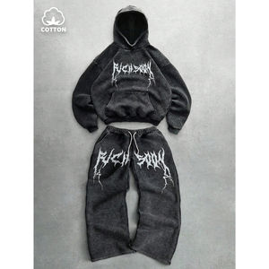 Sudaderas con Capucha de Manga Larga para Hombre, de Algodón, con Lavado Ácido, Estampado Personalizado, con Bolsillos, Diseño Sólido, Conjuntos Deportivos con Serigrafía - Product Image 6