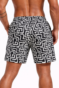 All Over Print Breathable Swim Shorts <b>Men</b> Quick Dry Elastic Waist Pockets Lightweight Summer Fashion Swimwear OEM Supply - Product Image 3