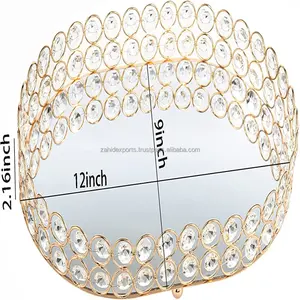 Plateau central décoratif de luxe en aluminium avec bordures dorées sculptées pour événements spéciaux, Noël, décoration moderne de la maison, vase de table Zahid - Product Image 5