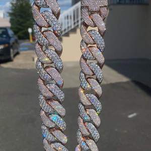 Fashion 925 Silver Moissanite Necklaces 18MM 3 Rows Cuban Link <b>Chain</b> for Men Hip Hop <b>Iced</b> <b>Out</b> Jewelry Pass Diamond Tester GRA - Product Image 3