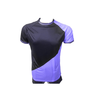 เสื้อยืดแขนสั้นคอกลมทรงแร็กแลนสำหรับผู้ชาย สีดำคอรัล บล็อกสี แห้งเร็ว ทรงเข้ารูป สปอร์ต ผ้าถักโพลีเอสเตอร์ - Product Image 3