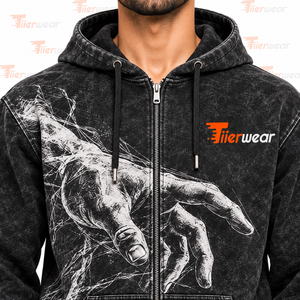 Men Acid Washed Zipper Hoodie 400GSM Soft Cotton Fleece Street Style Hoodie Custom OEM Private Label Factory - Product Image 5
