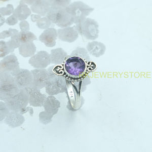 Anillo de Amatista Natural, Plata de Ley 925, Diseño Hecho a Mano con Cuentas, Corte Redondo, Gema Púrpura, Anillo para Mujer, Joyería Boho, Venta al Por Mayor - Product Image 6