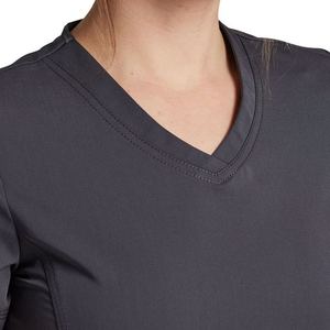 Solid Color Spandex Woven <b>Scrub</b> <b>Tops</b> with Needle Detection and Seamless Fusing Unisex Healthcare Uniform for Clinic and Hospital - Product Image 5