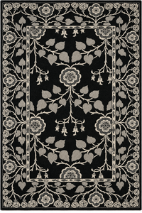 Tapis d'appoint floral noir de style persan 8x10 pieds, tapis oriental traditionnel, tapis décoratif botanique vintage pour salon - Product Image 1