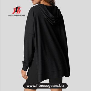 Sudadera Extra Grande para Mujer, Color Sólido, Tejido de Algodón, Manga Larga, Transpirable, para Otoño - Product Image 2