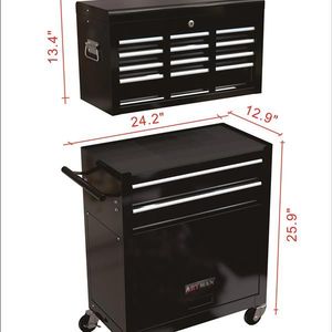 High Capacity BLACK 8-Drawer <b>Rolling</b> <b>Tool</b> Chest with Wheels Convenient <b>Tool</b> Storage Cabinet - Product Image 2
