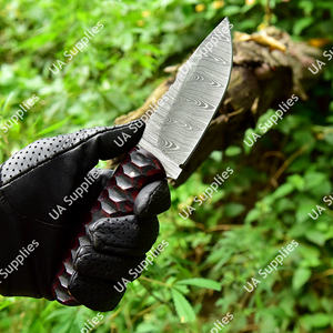 Cuchillo de Caza EDC de Hoja Fija de Acero de Damasco de Alto Rendimiento, Soporte OEM/ODM, Cuchillo para Camping y Pesca con Funda de Cuero DIY - Product Image 3