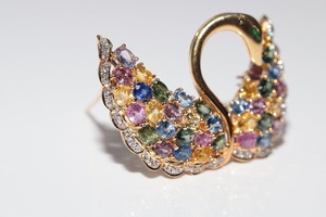 เข็มกลัดรูปหงส์ประดับเพชรโมอิสซาไนต์และมรกตโทแพซทัวร์มาลีน ชุบทอง 14k เงินแท้ 925 สไตล์วินเทจ สำหรับผู้ชายและผู้หญิง - Product Image 4