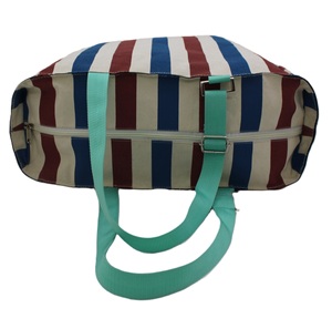 <b>Long</b> Handle Zipper Closure Multicolored Stripe Print Canvas Beach <b>Bag</b> Women's Tote <b>Bag</b> For Shopping Gift & Promotion - Product Image 6