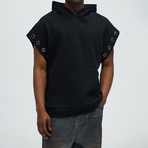 Sweat-shirt à capuche sans manches pour homme, coupe ample, en molleton de coton avec poche, couleur unie, vêtement décontracté pour l'automne, par Salamons Wears - Product Image 6