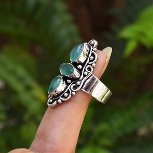 Natural Green Onyx Handmade <b>Ring</b> 925 Sterling Silver Gemstone Jewelry Designer Statement <b>customization</b> <b>Ring</b> for Women Gift - Product Image 3