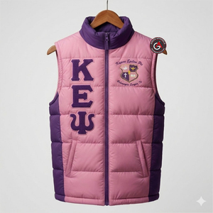 Kapa Epsilon Psi Premium haute qualité logo personnalisé impression vêtements d'hiver hommes veste sans manches Services OEM fermeture éclair gilet bouffant - Product Image 4