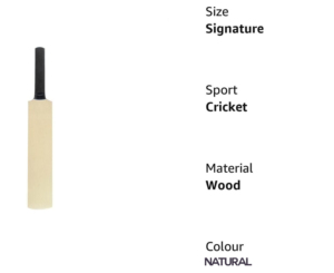 Mini batte de cricket Autograph Signature (15 pouces) par Naqqash Sports - Product Image 3