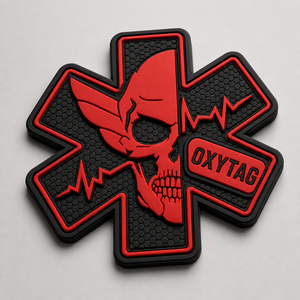 Oxytag 3D Rubber <b>Patch</b> Skull Cross Red Black Embossed <b>Sew</b>-<b>On</b> <b>Patch</b> Wholesale Rate OEM Custom PVC Rubber <b>Patches</b> Cheap price - Product Image 3