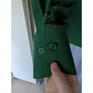 Kilts Shirt Men's Large Green Jacobite Ghillie 100% Cotton Lace Up <b>String</b> Front Scottish Apparel Shirts - Product Image 3