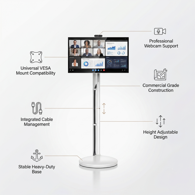 Mobile Touch Screen Monitor Portable 24 27 32 Inch Smart TV Android Rolling Display Stand Interactive Whiteboard Displays