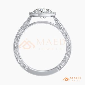 925 Sterling Silver Round Cut Halo Engagement <b>Ring</b> Women Vintage Engraved <b>Split</b> Shank American Diamond CZ Wedding <b>Ring</b> - Product Image 6