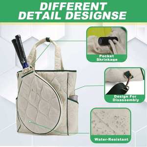 Bolsa de tenis Tildose, de lona, con cierre de cordón, resistente al agua, 50-70L, mochila deportiva, beige con ribete verde, multicolor, personalizable. - Product Image 6