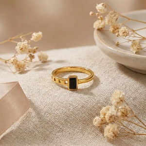 Anillo Geométrico de Lujo para Mujer, Acero Inoxidable 304, con Recubrimiento PVD de Oro Real de 18K, Anillo de Moda Electrochapado - Product Image 5