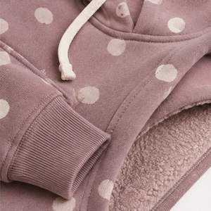 Customize Muted Mauve Womens Oversized Cozy Medium Irregular Polka Dot Pullover <b>Hoodie</b> <b>Sherpa</b>-Back Cotton Fleece - Product Image 6