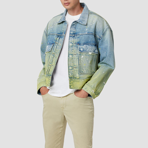2026 New Fashion Men's Dip Dye Denim Jacket Casual Loose Fit Turn-down Collar Streetwear Jacket Autumn Wear Men's Jacket - Product Image 3