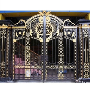 Portail double battant en fer forgé de style victorien ; thermolaqué pour une résistance à la rouille et une grande durabilité ; adapté à une utilisation en extérieur - Product Image 4