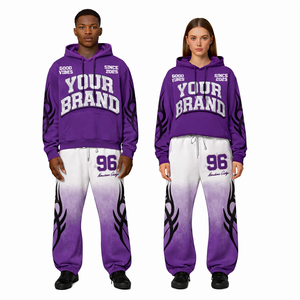Conjunto de Sudadera con Capucha y Pantalones Deportivos Extra Grandes Ecológicos de Marca Privada, Logotipo Personalizado, Chándal de Algodón Grueso, Fabricante OEM - Product Image 1