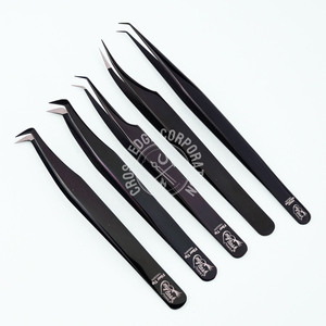 Innovative Diy Volume Tweezers Lashes Private Label Individual Eyelash Lightweight Black Isolation Tweezers Plane Grip Nonslip - Product Image 1