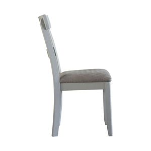 Juego de 2 sillas de comedor con cojín de asiento tapizado en gris bicolor, color gris perla - Product Image 4