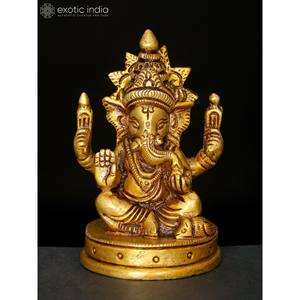 รูปปั้นพระพิฆเนศทำด้วยมือขนาด3นิ้วรูปปั้นพระพิฆเนศทำด้วยมือชิ้นเล็กๆทำในงานศิลปะประติมากรรมอินเดีย - Product Image 2