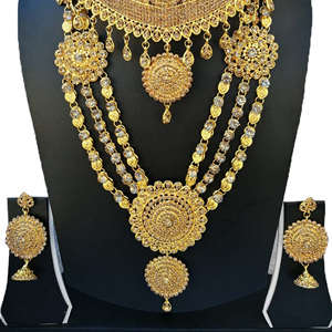 Ethnic Gold Plated <b>Crystal</b> Kundan Necklace Earrings Bracelet <b>Set</b> Women's Wedding Jewelry Fashion Alloy Jewelry <b>Sets</b> - Product Image 5
