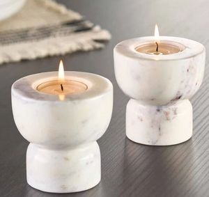 Natural Marble Candle Holder Marble <b>Tea</b> <b>Light</b> Holder White Irregular Shape Gold Inner Home Decoration Heat Resistant Tabletop - Product Image 4