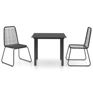 Ensemble de salle à manger en rotin PVC noir et acier thermolaqué avec plateau en verre pour usage extérieur - Product Image 2