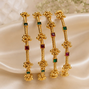 Ensemble de bracelets ethniques en or plaqué or avec perles d'eau douce et pierres de cristal pour femmes, idéal pour mariage, fiançailles, fête, cadeau - Product Image 1