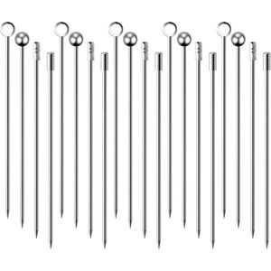20 Palillos Reutilizables de Acero Inoxidable para Cócteles, Brochetas para Aceitunas, Aperitivos, Martini, Agitador de Acero Inoxidable para Cócteles - Product Image 1