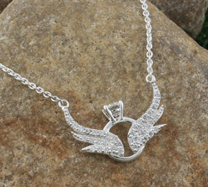 Collar con Colgante de Anillo Vintage de Plata de Ley 925 con Circonita Cúbica, Chapado en Platino, Delicado, Unisex, para Aniversario - Product Image 2