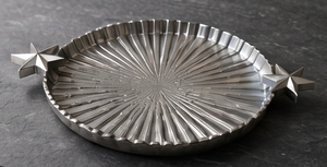 Plateau de service rond en métal argenté avec poignées étoilées, vaisselle de luxe pour la maison et le salon, vente en gros - Product Image 2
