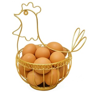 Panier à œufs en fil métallique blanc élégant, économique, décoratif pour la cuisine, en fer, fait main, design moderne, pour le rangement - Product Image 6