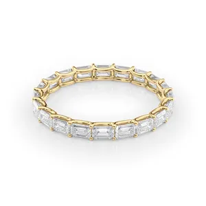 Aranique Emerald East West Lab Grown <b>Diamond</b> Eternity <b>Ring</b> IGI Certified - Product Image 1