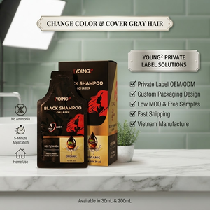 Shampoo colorant permanent pour usage domestique, couleur noire, logo personnalisé - Product Image 2