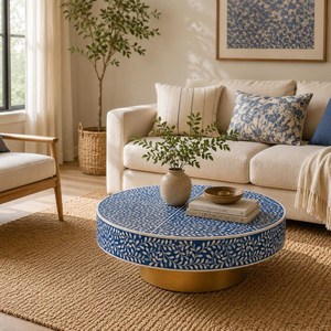 Mesa de Centro de Diseño con Incrustaciones de Hueso, Hecha a Mano con Artesanía Tradicional, Mesa de Lujo para Decoración del Hogar - Product Image 2