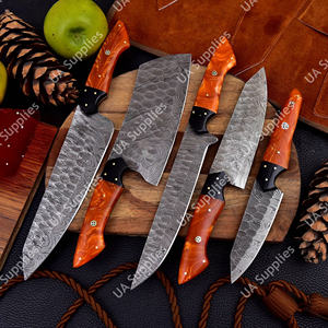 Juego de Cuchillos de Chef Profesionales Hechos a Mano de Acero de Damasco de 5 Piezas con Mango de Resina Epoxi, Espiga Completa, Ligeros, Grado Industrial, Alta Calidad - Product Image 2