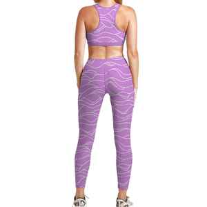 Two Piece Breathable Sublimation Print Yoga Set GYM Wear Wholesale Custom <b>Womens</b> Workout Leggings Sport Bra Sets - Product Image 2